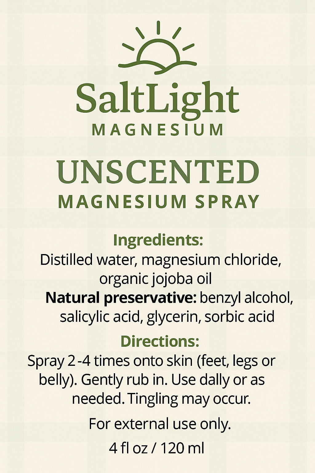 SaltLight Magnesium Spray 4 oz - Unscented